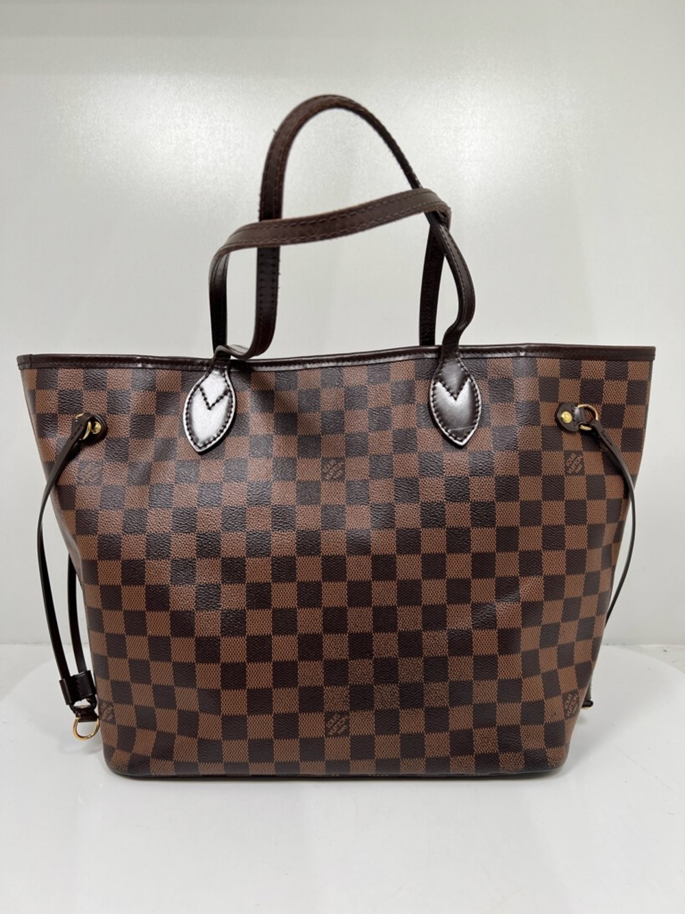 Louis Vuitton Neverfull MM Damier Ebene Tote w/ Pouch Red Interior + Pouch - Picture 4 of 15